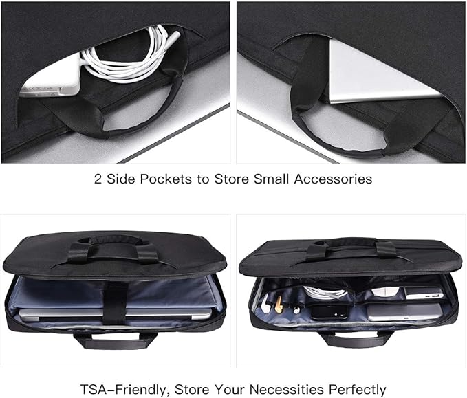 14 15 Inch Waterproof Laptop Sleeve Men Women TSA Briefcase for MacBook Pro 14 M4/M3/M2/M1, Macbook Air 15 M4/M3, Dell Inspiron 14/XPS 15, Lenovo Acer HP ASUS Chromebook 14 Carring Case, Black