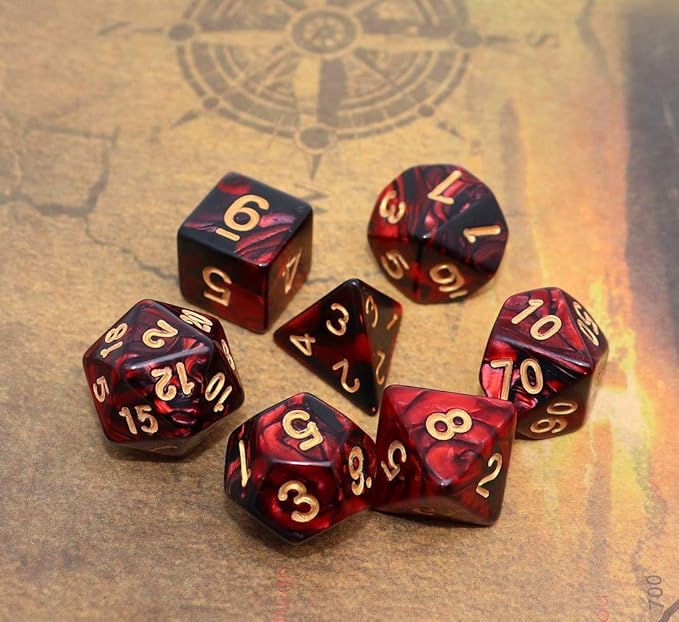 DND Dice Set, 6Pack 7 Die Polyhedral D&D Dice Sets with D20 D12 D10 D% D8 D6 D4 Compatible with Dungeons and Dragons Role Playing Games RPG MTG Table Games (42 Pieces)