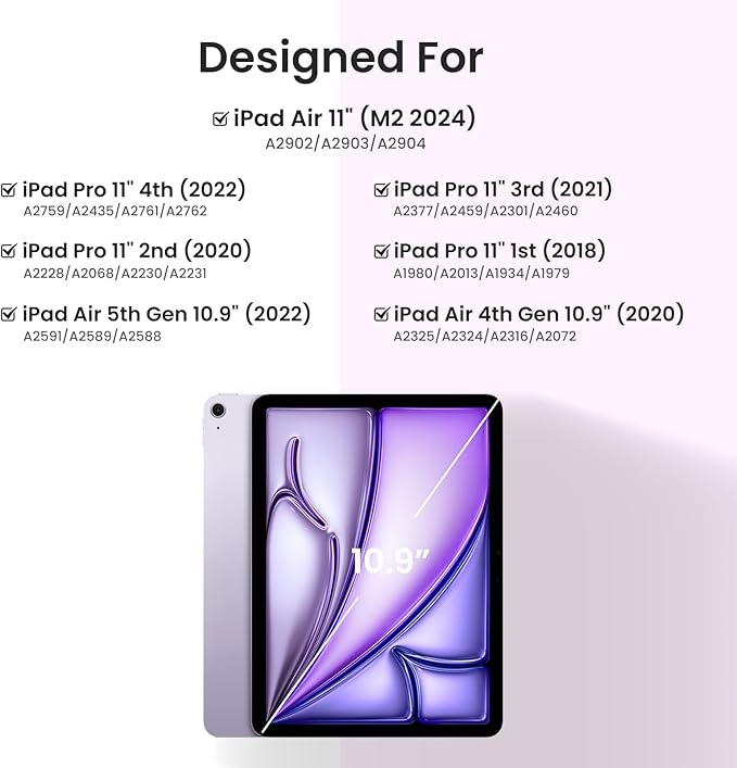 Keyboard Case for iPad Air 5th/4th Pro 11 inch, 7-Color Backlit Detachable Wireless Keyboard Case with Pencil Holder, Stand Folio Cover for Gen 2020/2022, Pro 4th/3rd/2nd/1st Gen, Purple…