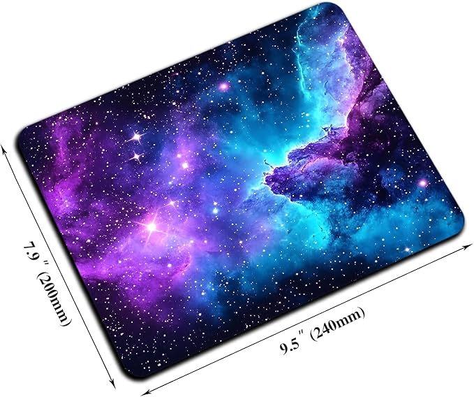Mouse Pad, Cute Purple Nebula Galaxy Mouse Pads for Desk, 9.5" x 7.9" Non-Slip Rubber Base Computer Mousepad with Women, Portable Square Design for Wireless Mouse and Pad Laptop Office & Travel