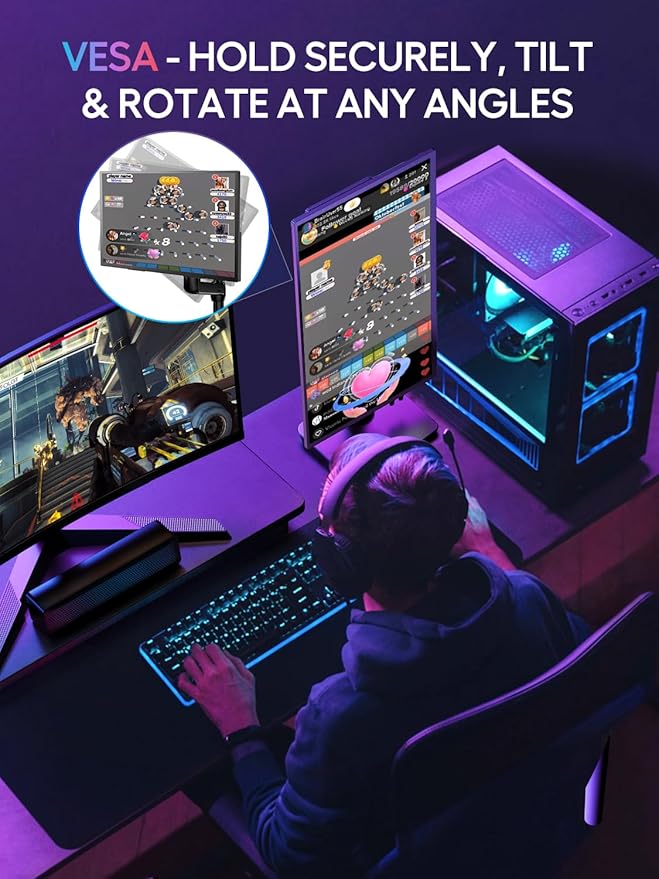 UPERFECT Portable Monitor 18.4-inch 4K 60HZ 10 Bit w/VESA & Stand 180° Adjustable Ultra-Slim & Lightweight Frameless FHD FreeSync IPS HDR Gaming Display, Travel Second Monitor for Laptop