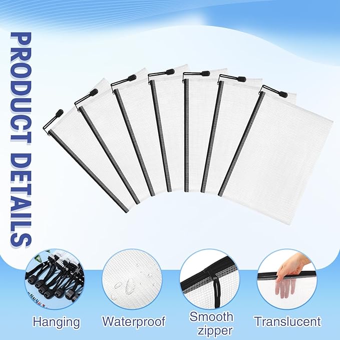 Jetec 32 Pcs Mesh Zipper Bags Toy Storage Bikini Organizer Bag Bolsas Para Guardar Trajes De Baño Waterproof Zipper Reusable Pouch Puzzle Multipurpose for Storage Office(Black,7.5 x 5 Inch)
