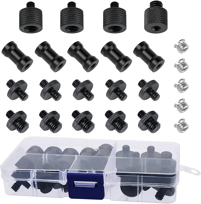 24 Pcs Camera Screw Adapter Set - 1/4 to 3/8 Tripod Mount Converter for Camera, Monopod, Ballhead, Flash Light Stand