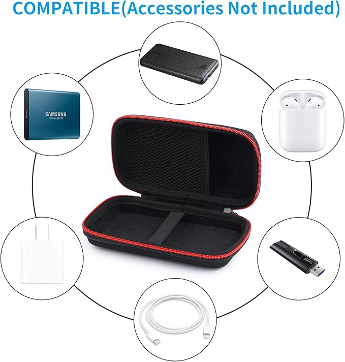 Hard Travel Case for Ekrist/LanLuk Portable Charger Power Bank 25800mAh, Power Bank Case for Anker PowerCore 10000mAh, Samsung T7 Touch and Seagate Portable 2TB