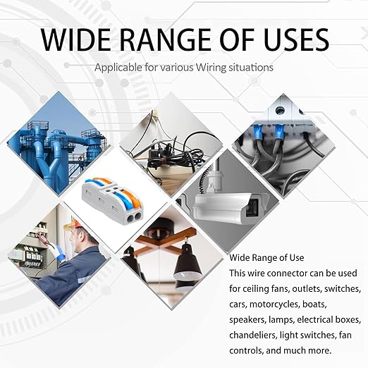 25PCS Lever Wire Connectors, Quick Wiring Cable Connectors, Compact Push-in Conductor Terminal Block (25PCS 2 in 2 Out)