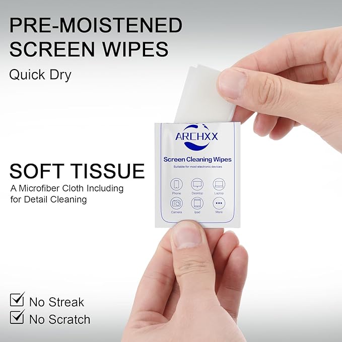 Screen Wipes for Electronics, 120 Count 6"x6" Pre-Moistened Screen Cleaner for Screens, Computer,Laptop,Tablet,Phone,Monitor,Car Screen Cleaner, Lens Wipes Individually Wrapped