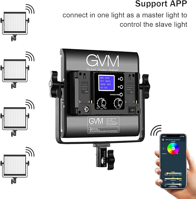 GVM RGB LED Video Lighting Kit, 800D Studio Video Lights with Panel, APP Control for YouTube Photography Lighting, , 3200K-5600K, 8 Kinds of The Scene Lights, 3 Packs