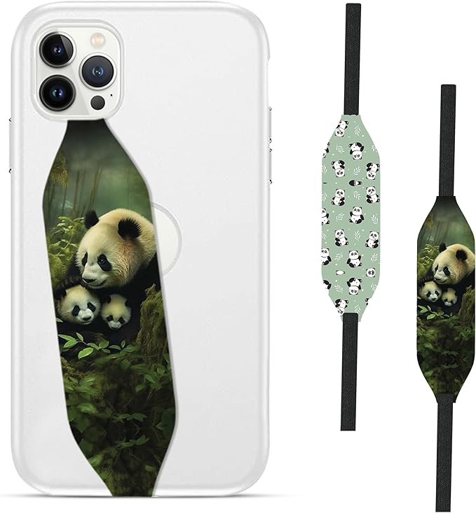 Phone Grip Strap - Reversible Finger Holder for Phone Back, Customizable Anti-Slip Design, Wireless Charging Compatible Detachable Holder for iPhone - Pandamodium