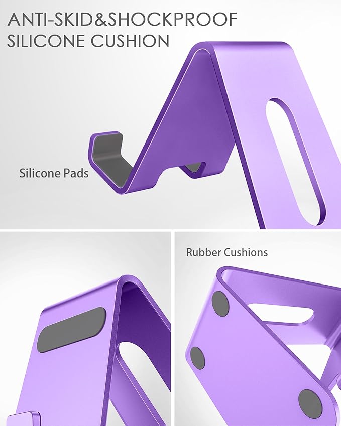 CreaDream Cell Phone Stand, Cradle, Holder,Aluminum Desktop Stand Compatible with Switch, All Smart Phone, iPhone 11 Pro Xs Max Xr X Se 8 7 6 6s Plus SE 5 5s-Dark Purple