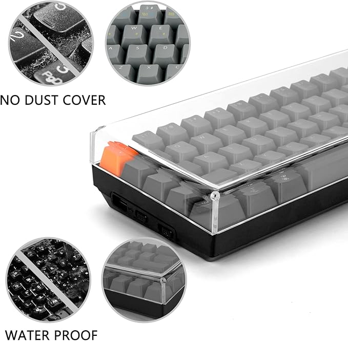 Geekria 65% Clear Acrylic Dust Cover for 68 Key Mechanical Keyboard - Compatible With Keychron K7, K6, K6 Pro, RK Royal KLUDGE RK68