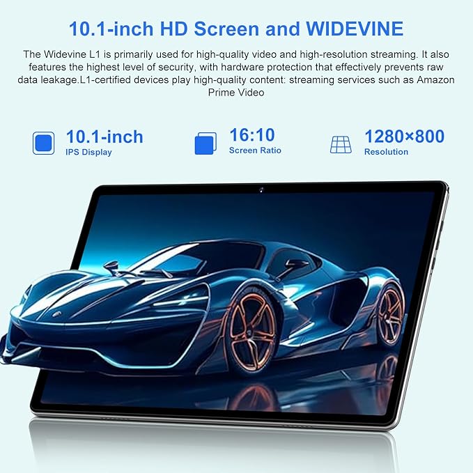 Android 14 Tablet 10 Inch Tablets, 20GB+128GB/1TB Expandable, Tablets with Octa-Core, WiFi 6, Dual Camera, BT 5.0, 6000mAh Battery, HD IPS Display, Widevine L1, Tablet with Keyboard Mouse - Sliver
