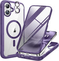 Miracase for iPhone 16 Case 6.1'', [Bubble Free] Full-Body Bumper Phone case with Built-in Full Glass Screen &Lens Protector,No Gap,Compatible with MagSafe,Drop Proof 16 Cover,Purple