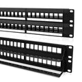 NewYork Cables® Blank Keystone 48 Port Cat6 Patch Panel - 10Gb Ethernet 2U Horizontal Rack Mount, Color-Coded T568A/B Labels, Network for Data Centers, Server Rooms, Unloaded, Unshielded.