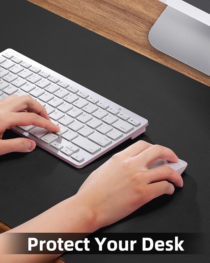 Leather Desk Pad Protector,Large Desk Mat, Mouse Pad, Non-Slip PU Leather Desk Blotter, Laptop Computer Desk Keyboard Mat, Waterproof Desk Writing Pad for Office/Home (Black, 48" x 17")