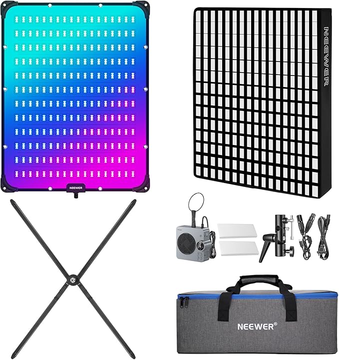 NEEWER Pro 200W Flexible LED Video Light, Studio RGB Panel Light Mat Kit with Softbox APP/2.4G/DMX Control 2500-10000K 25000lux/0.5m CRI95+, Key Lighting for Live Streaming Video Recording, AF200C