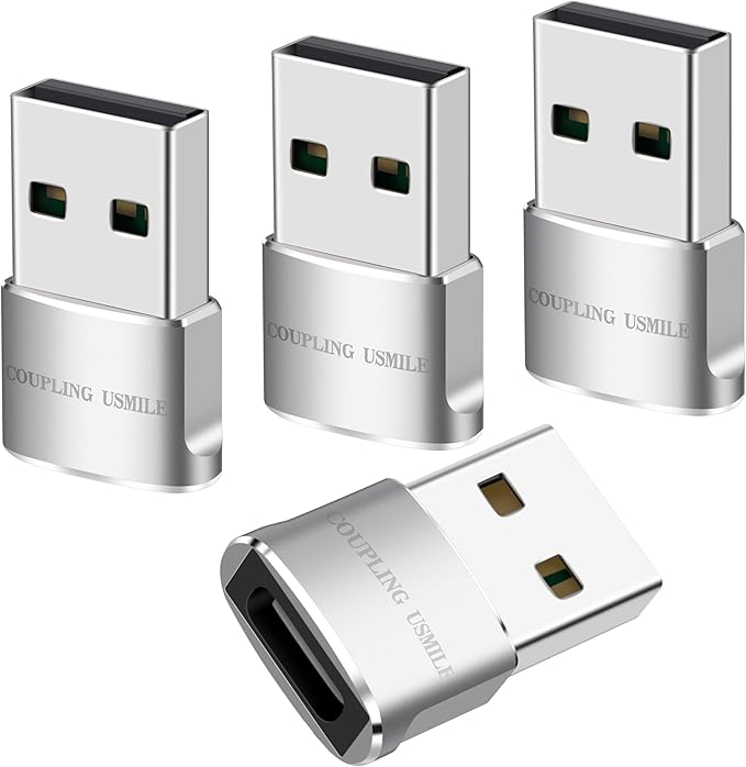 USB to USB C Adapter 4 packs for iPhone Fast Charging, Transfer and Type C OTG convert. USBC to A Compatible with iPhone 16 16e 15 Plus Pro Max,iPad Pro Air 4 Mini 6 almost USB devices