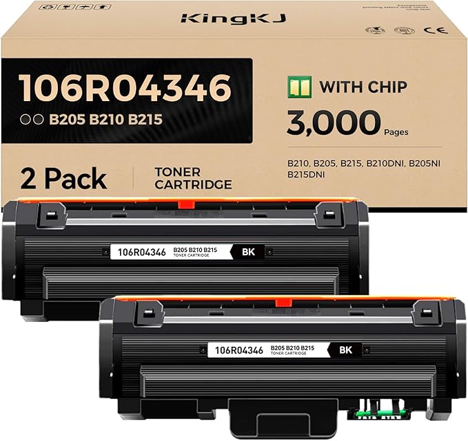 B205 B210 B215 High-Yield Toner Cartridge Black 2-Pack Replacement for Xerox 106R04346 106R04347 Toner Compatible with Xerox B210 B205 B215 B210DNI B205NI B215DNI Laser Printer Ink All-in-One Copier