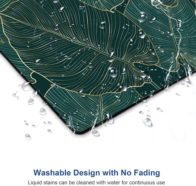Mouse Pad, Green Leaves Mouse Pad Rectangle Custom Designs, Waterproof Anti-Slip Rubber Mousepad Office Accessories Desk Decor Wireless Mouse Pads for Computers Laptop