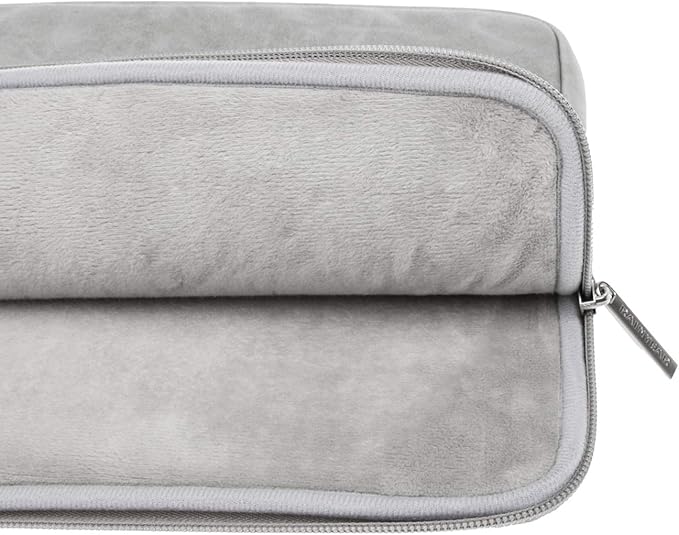 RAINYEAR 16 Inch Laptop Sleeve PU Suede Leather Case Protective Padded Zipper Cover Water Resistant Carrying Bag Compatible with 16" MacBook Pro/Max A2780 A2991 A3403 A3186 A2141 A2485 (Gray)
