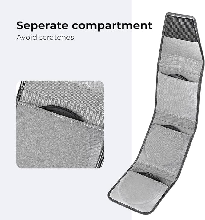 K&F Concept Lens Filter Pouch, Lens Filter Case 3 Pocket Professional Photography Filter Holder Belt Bag Pouch Water-Resistant and Dustproof for Filter Up to 82mm