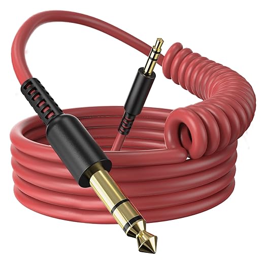 OneOdio 6.35mm to 3.5mm 6.6-9.8FT Stereo Adapter Cable Compatible with AMPs, Electronic Keyboards, Mixers, Guitars and Pro10/Pro30/Pro50 Headphones of OneOdio-Red