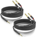 2Pack 10Ft 3.5mm 1/8" TRS to Dual 6.35mm 1/4" TS Mono Stereo Y-Cable Splitter Cord for Smartphone, Computer, CD Player, Speakers and Home Systems Amplifier