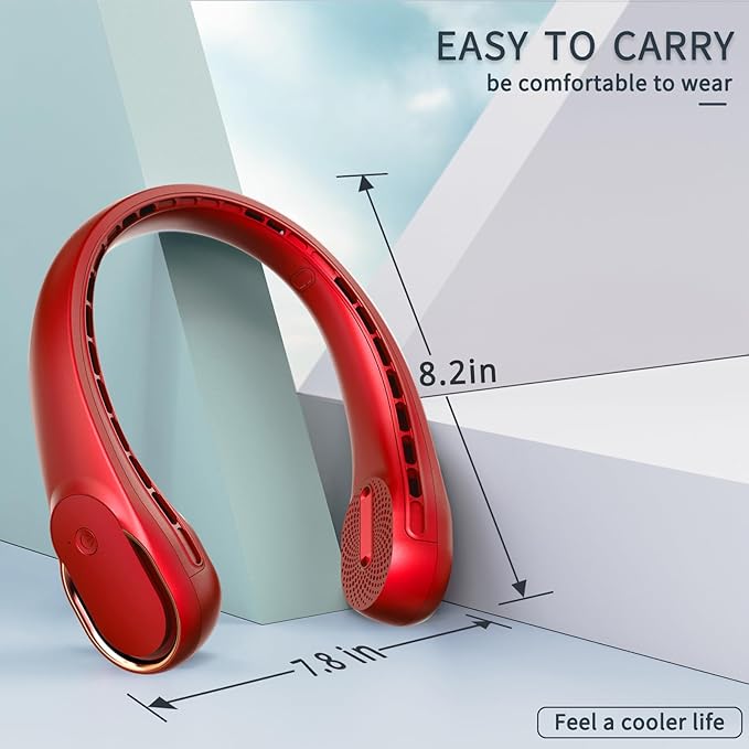Portable Neck Fan, Bladeless Neck Fan, USB Rechargeable Personal Fan, 4000 mAh Battery Operated Fan, 3 Speeds Adjustable,Faster Cooling, Ultra Quiet, Suitable for Home, Office, Sports