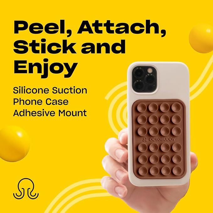 Classic MAX - Silicone Suction Phone Case Adhesive Mount - Hands-Free, Strong Grip Holder for Selfies and Videos - iPhone and Android Compatible - 2.6″ x 3.9″, Hot Cocoa