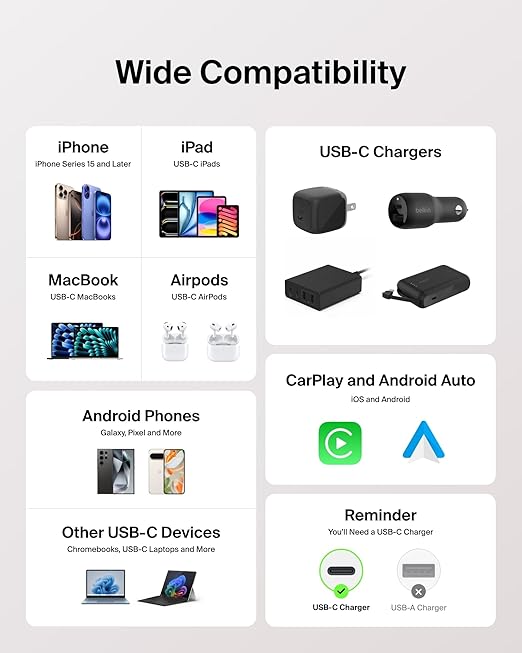 Belkin USB C to USB C Cable 2-Pack, 3.3ft, 60W - Type C Charger, iPhone Charger Cord, Soft, Braided, Flexible for iPhone 16, Galaxy S25, Pixel 9, Airpods, iPad Pro & More, Travel Essentials - Pink