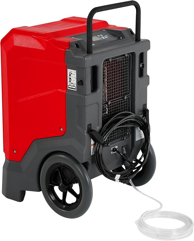 MOUNTO 310 Pints LGR Commercial Dehumidifier with Built-In Pump and Drain Hose – Portable, Heavy-Duty Dehumidifier with Wheels for Basements, Garages, Home, and Job Sites (Red)