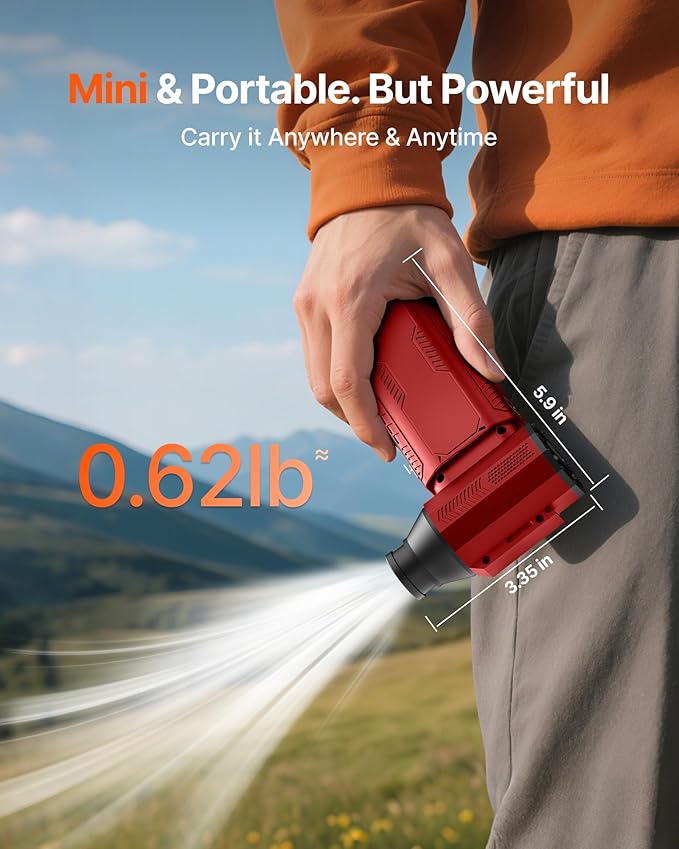 Compressed Air Duster, 130,000RPM Ultra-Powerful Cordless Electric Air Duster with 8000mAh Rechargeable Battery, 4-Gear Adjustable Air Blower for Keyboard, Computer, Car, Home Cleaning - Red