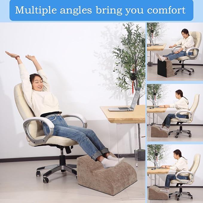 Foot Rest for Under Desk at Work.Multifunctional 3-Tier Foot Stool,with Washable Footrest.for Under Desk,Office Chair Gaming Chair & Sofa,Leg Elevation Pillow,Supports Posture-Brown