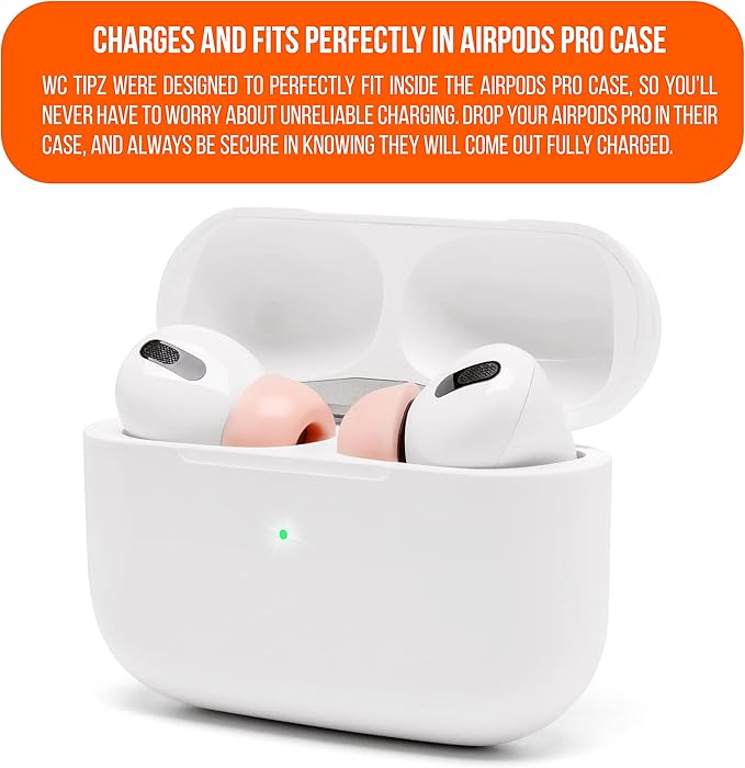 WC TipZ - Upgraded Memory Foam Ear Tips for Airpods Pro Made by Wicked Cushions | Improved Comfort, Tighter Seal, Better Foam Rebound Time | Fits Perfectly in Charging Case | Perfect Pink