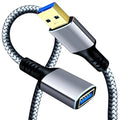 Tan QY USB 3.0 Extension Cable 5Ft, USB 3.0 High Speed Extender Cord Type A Male to A Female for PlayStation, Xbox, USB Flash Drive, Hard Drive, Card Reader,Scanner,Printer,Keyboard (Silver, 5Ft)