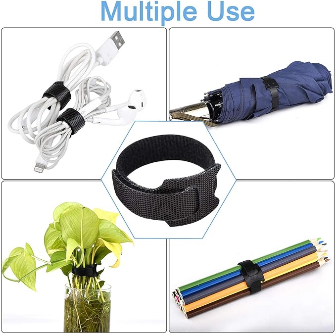 Reusable Cable Ties, 126 PCS 8 Inches Adjustable Cord Straps Wire Organizer Cord Wrap and Hook Loop Cable Management