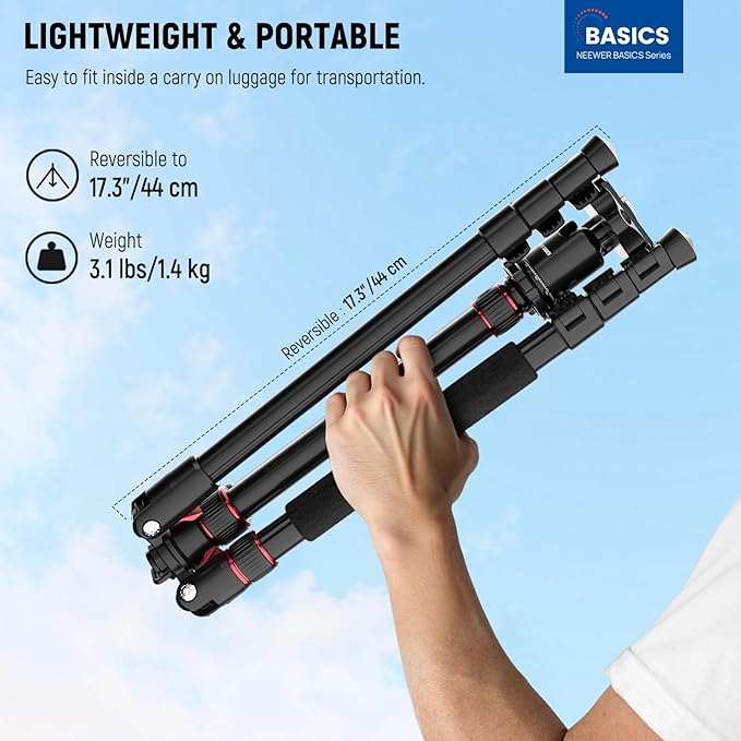 NEEWER Basics Camera Tripod Monopod, 71" Aluminum Heavy Duty Portable Travel DSLR Cell Phone Stand with 360° Ball Head Cellphone Holder Mount Compatible with iPhone for Filming Video Recording, TP15