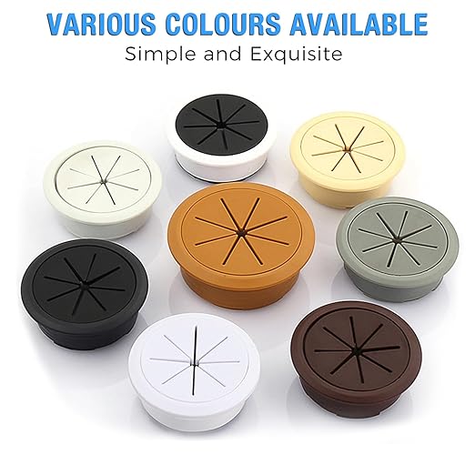 Desk Grommet 3-1/8" (80 mm), Desk Hole Cover for Cables Brown, Cable Grommet ABS Plastic, Desk Hole Grommet for Office and Home Table Cable, Detachable & Flexible Cable Cord Organizer-2 Pcs