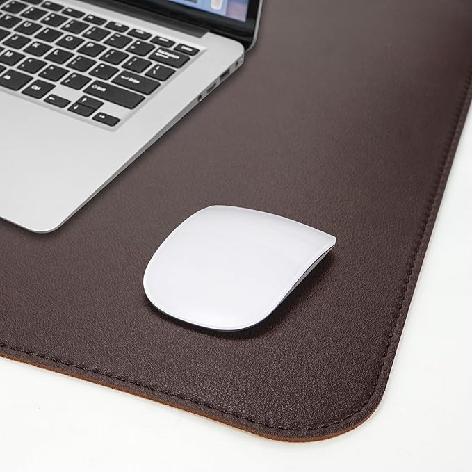Leather Desk pad Protector, Large Desk mat with Natural Cork & PU Leather,Mouse pad,Non-Slip Office Desk Mat,Waterproof Desk Writing Pad for Office and Home (Coffee 31.5in*17in)