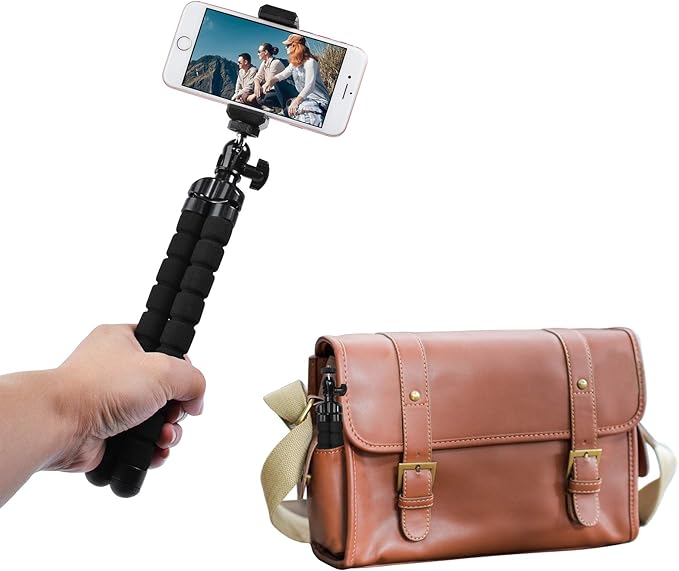 Phone Mini Tripod, Ruittos Premium Flexible Mobile Phone Tripod Stand Compatible with iPhone Samsung Go Pro, Small Digital Camera, Black