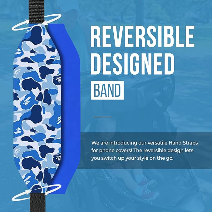 Phone Grip Strap - Pack of 2 Reversible Finger Holder for Phone Back, Customizable Anti-Slip Design, Wireless Charging Compatible Detachable Holder for iPhone - Blue & Cobalt Blue