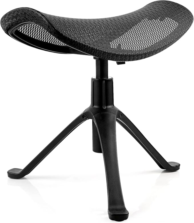 Footrest for Desk Adjustable Height 2-in-1 Function Rotatable Ergonomic Under Desk Footrest Ottoman Stool Rolling Leg Rest for Home Office (Black)