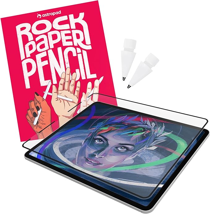Astropad Rock Paper Pencil v2.0 – Paper Screen Protector for iPad Air 11-in (M2, 2024) & (M3, 2025) & iPad 10.9-in. (10th & 11th Gen) + Apple Pencil Tips 2 Pack – Compatible with Apple Pencil 1st and 2nd Gen
