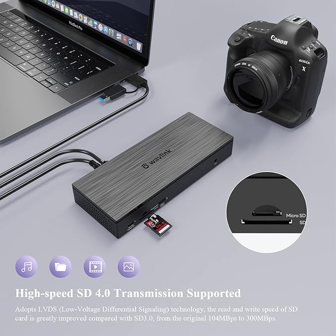 USB C Docking Station, 20-in-1 Universal Displaylink Dock Quad 4K Dual 5K@60Hz Display with 100W Power Delivery/100W DC Charging, 4 HDMI, 4 DisplayPort 1.2, 2.5G Ethernet, USB3.1/3.0, SD/TF 4.0 Slot