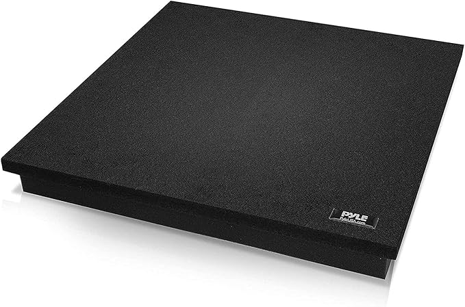 Pyle Sound Dampening Speaker Riser Foam - Audio Acoustic Noise Isolation Platform Pads Recoil Stabilizer w/ Rubber Base Pad For Studio Monitor, Subwoofer, Loud Speakers - PSI15 (15 x 15 x 1.8 Inch)