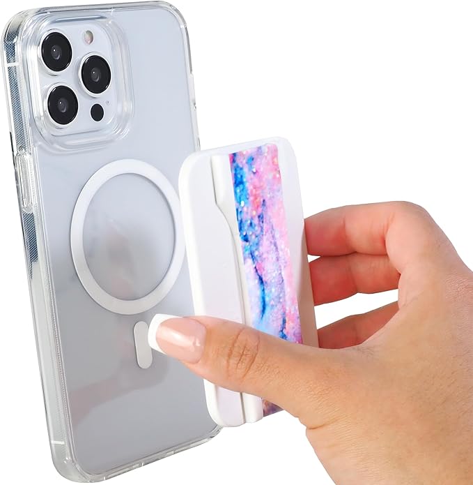 LoveHandle PRO MagSafe Compatible Magnetic Phone Grip - Phone Strap - Mount, Handle and Kickstand for Smartphone and Tablet - Magic Marble - Eligible for All MagSafe Devices