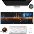 Large Gaming Mouse Pad for Desk,Golden Lines Honeycomb Technology Desk Mat,Honeycomb Technology Desk Pad,Extended Computer Keyboard Mouse Pad with Non-Slip Base and Stitched Edge,31.5"x11.8"