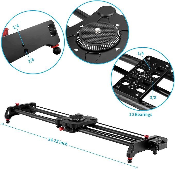 GVM Motorized Camera Slider, 31" Carbon Fiber Dolly Rail Camera Slider with Time-Lapse Photography, Tracking Shooting and 120 Degree Panoramic Shooting for Most Cameras, with Remote Controller