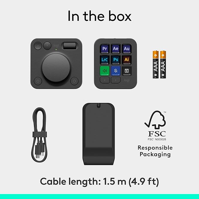 Logitech MX Master 3S Wireless Mouse Standard Edition with Logi Bolt USB Receiver + MX Creative Console: Mouse, Programmable Keys and Dial for Graphic Design, Video Editing, Adobe and More - Graphite