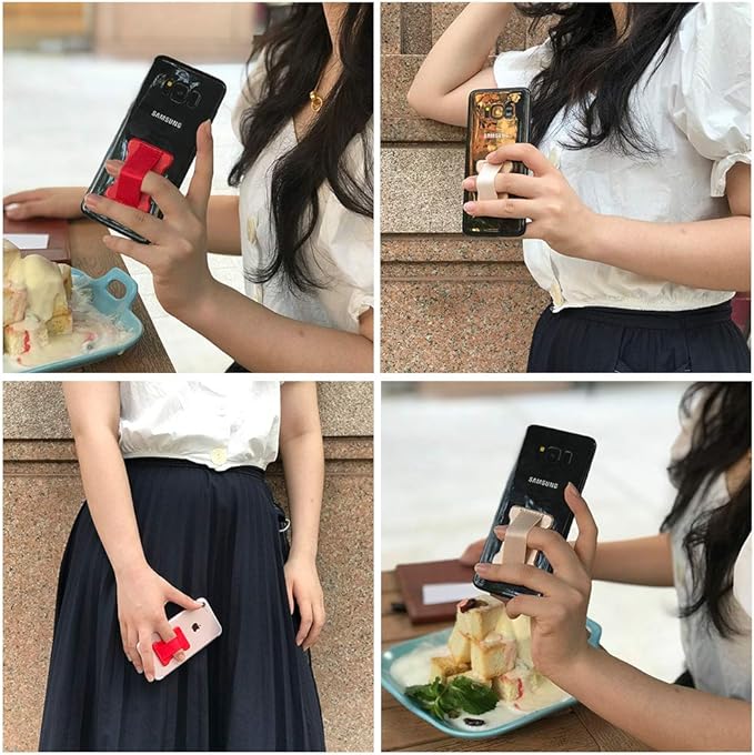 Universal Phone Grip for Smartphones - Phone Holder for Hand for Back of Phone - Wireless Charging Compatible (Black Purple) 2PC