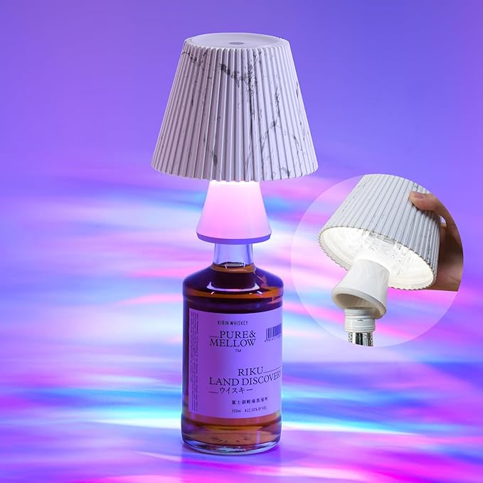 WILIT Wireless Bottle Lamp Shade, RGB Color Changing LED Night Light, Mood Lighting for Living Room, Bedroom Decor for Teen Girls Boys, Wine Bottle Lights, Gifts for Women, Bar Decor Accessories